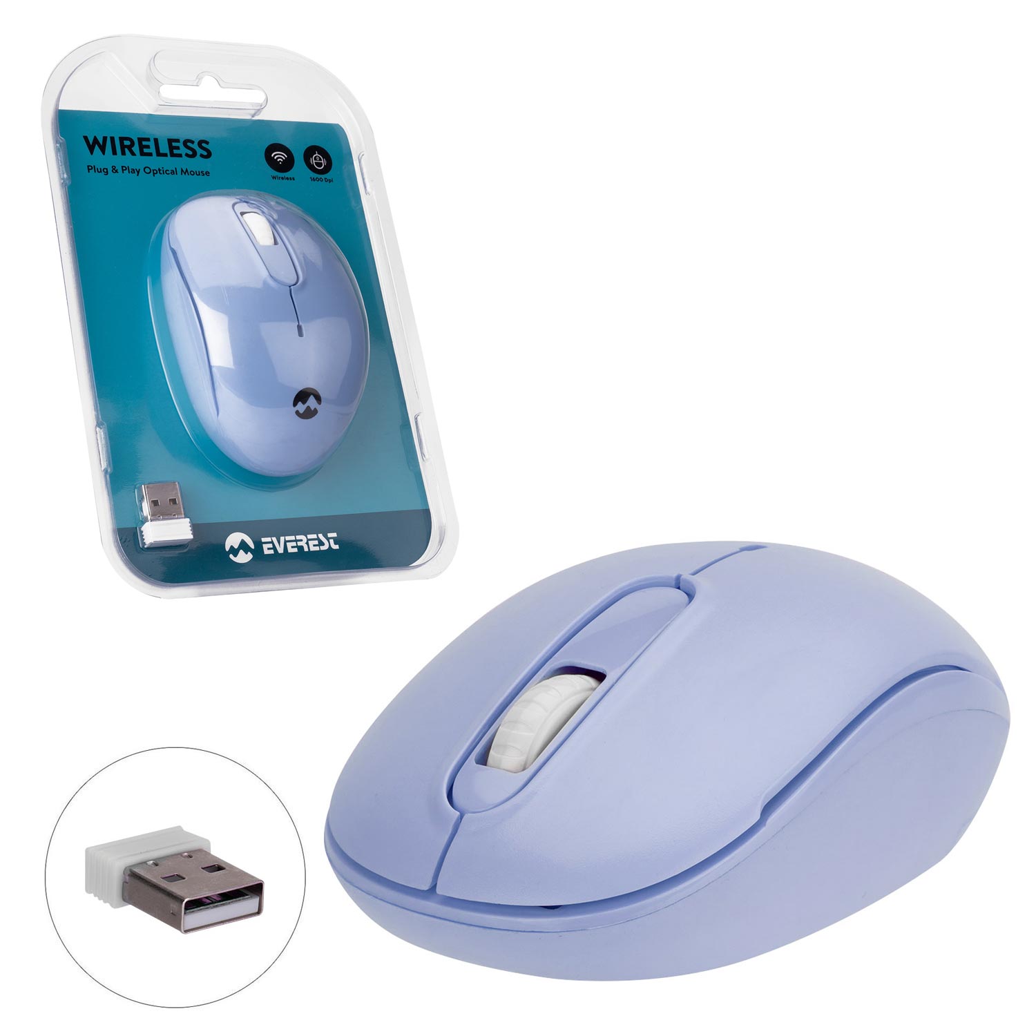 M0818-KABLOSUZ MOUSE 2.4GHZ 1500DPI MAVİ EVEREST SMW-666